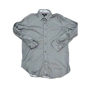 Butter Cloth Shirt Mens Gray Blue LS Regular Fit Button Up - Large designer